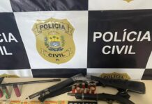 Ação Policial em Matias Olimpio faz apreensão de armas, munições, drogas, dinheiro, balança de precisão, aves e mais 4 pessoas