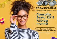 Amanhã tem consulta de vista grátis na ÓTICA BOM JESUS de Joaquim Pires