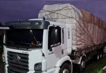 BEPI / PMPI apreende caminhões fazendo transporte ilegal de madeira em Caraúbas-PI