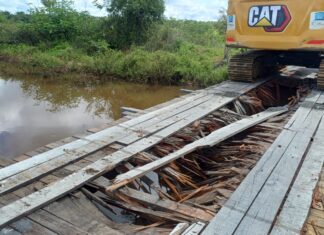 BR-222 segue interditada totalmente após caminhão ficar preso em ponte